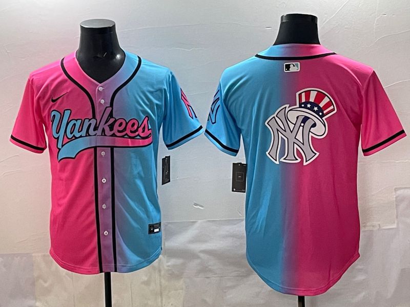 Men 2025 New York Yankees Blank Blue pink Game Nike MLB Jersey style 0013